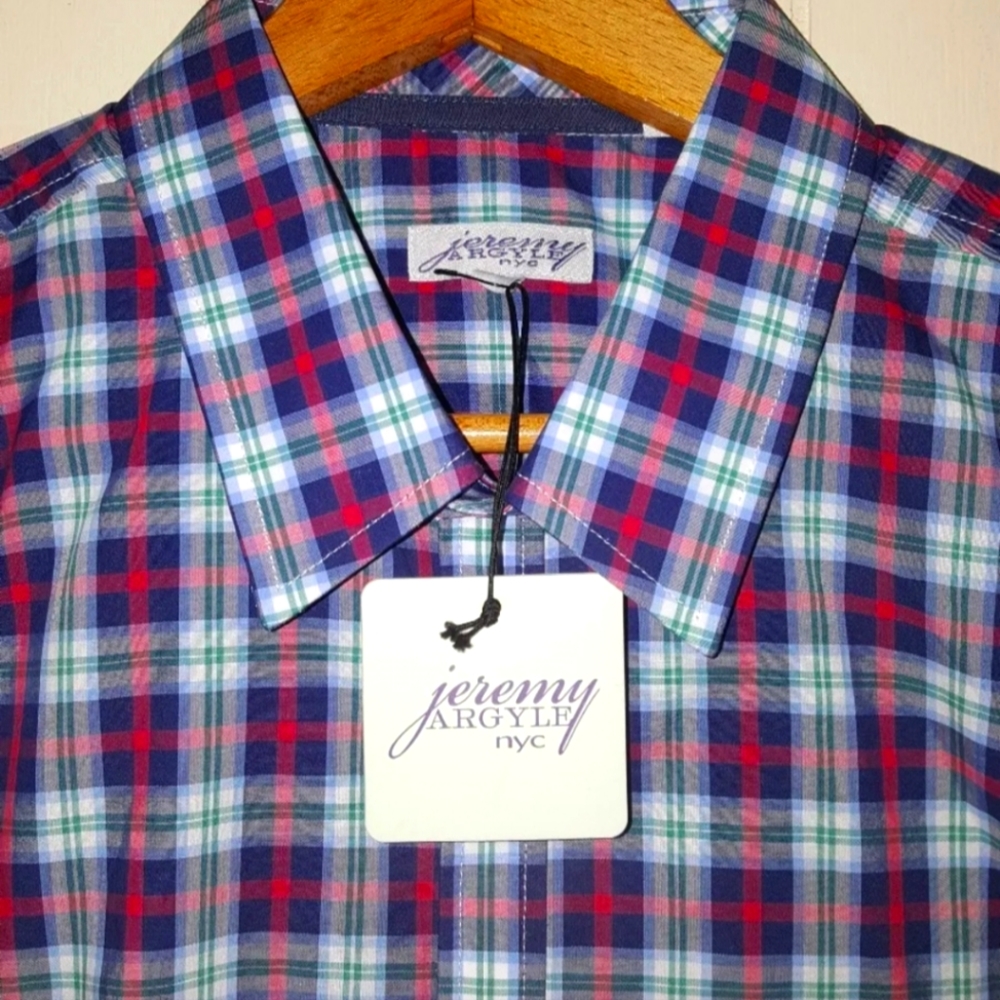 JEREMY ARGYLE BUTTON-FRONT LONG SLEEVE CASUAL DRESS SHIRT MEN'S XL NWT $148